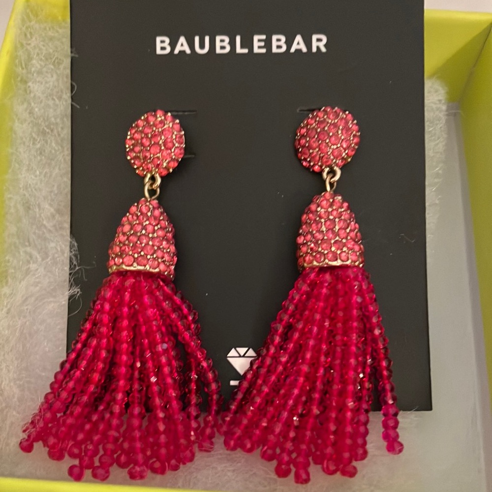 Fuchsia tassel Baublebar earrings